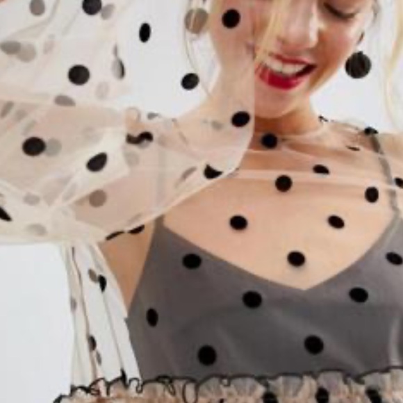 Asos Polka Dot Mesh Overlay Dress - Picture 10 of 10